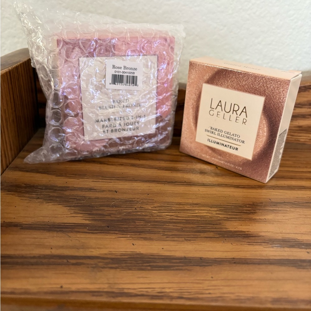 LAURA GELLER BAKED N BRONZER (ROSE BRONZE) + BAKED GELATO ILLUMINATOR LOT OF 2